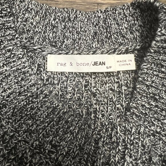 Rag & Bone Dana Cold Shoulder Sweater Black White Gray Marled Cotton Size Small - Picture 6 of 6
